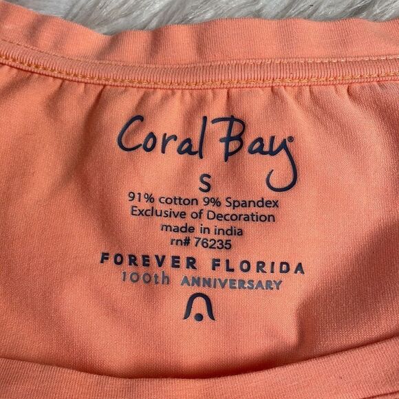 Coral Bay Ladies Scoop Neck Top, Size Small, Peach Color, Embellished Pineapple - Picture 7 of 7